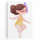 Underwater Swimmer Girls Room Wall Art - Playful Nursery Print