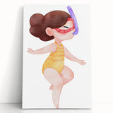 Underwater Swimmer Girls Room Wall Art - Playful Nursery Print