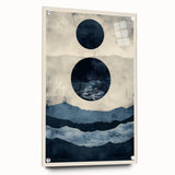 Modern Dining Room Wall Art - Navy & Beige Abstract Canvas