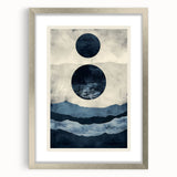 Modern Dining Room Wall Art - Navy & Beige Abstract Canvas