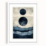 Modern Dining Room Wall Art - Navy & Beige Abstract Canvas