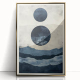 Modern Dining Room Wall Art - Navy & Beige Abstract Canvas