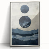 Modern Dining Room Wall Art - Navy & Beige Abstract Canvas