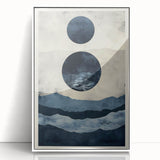 Modern Dining Room Wall Art - Navy & Beige Abstract Canvas