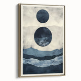 Modern Dining Room Wall Art - Navy & Beige Abstract Canvas