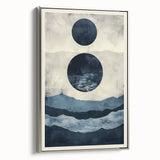 Modern Dining Room Wall Art - Navy & Beige Abstract Canvas