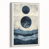 Modern Dining Room Wall Art - Navy & Beige Abstract Canvas