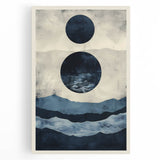 Modern Dining Room Wall Art - Navy & Beige Abstract Canvas