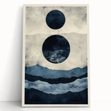 Modern Dining Room Wall Art - Navy & Beige Abstract Canvas