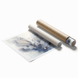 Abstract floral design rolled print showcasing vibrant colors and fluid shapes, ideal for modern home decor, packaged in a protective cardboard tube.