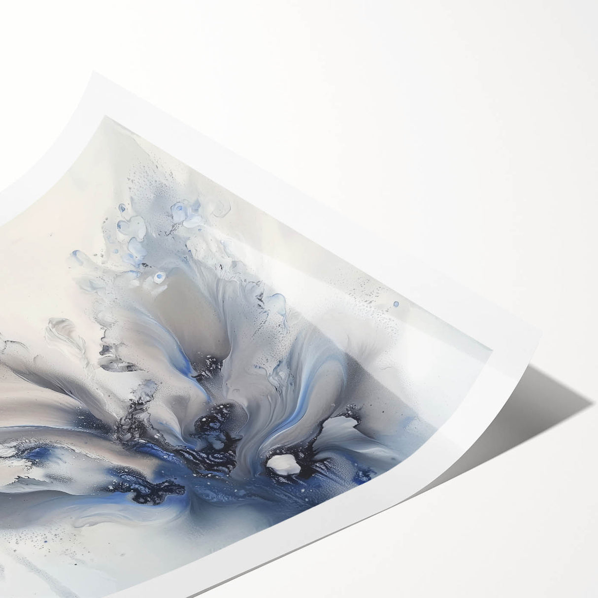 Abstract floral rolled print showcasing vibrant colors and intricate designs, perfect for modern home decor. Packaged securely in a sturdy cardboard tube for safe shipping.
