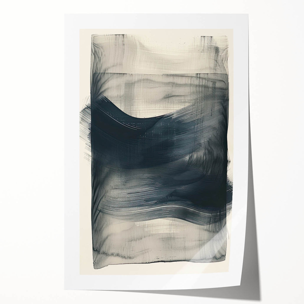 Abstract minimalist wall art print featuring soft pastel colors and geometric shapes, rolled and ready for display in a protective cardboard tube. Ideal for modern home decor.
