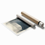 Abstract minimalist wall art print showcasing soft pastel colors and geometric shapes, rolled and ready for framing, ideal for modern decor enthusiasts.