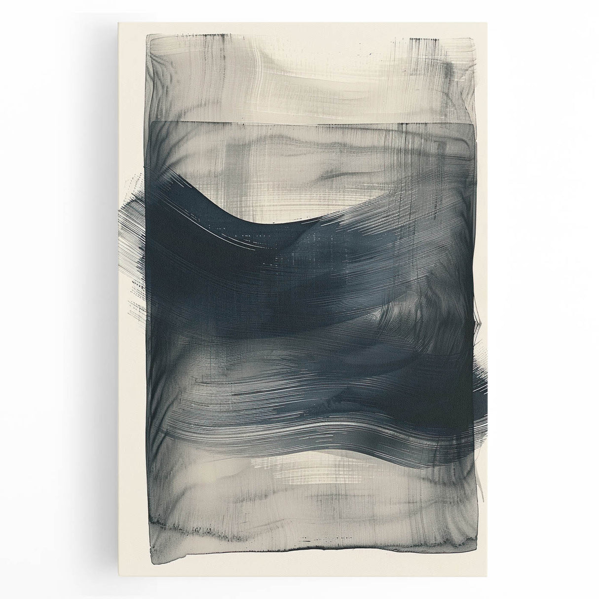 Abstract minimalist wall art on stretched canvas featuring soft pastel colors and geometric shapes, perfect for modern decor and enhancing living spaces.