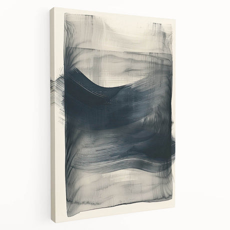 Abstract minimalist wall art on stretched canvas, showcasing a blend of soft pastel colors with geometric shapes, perfect for modern home decor.