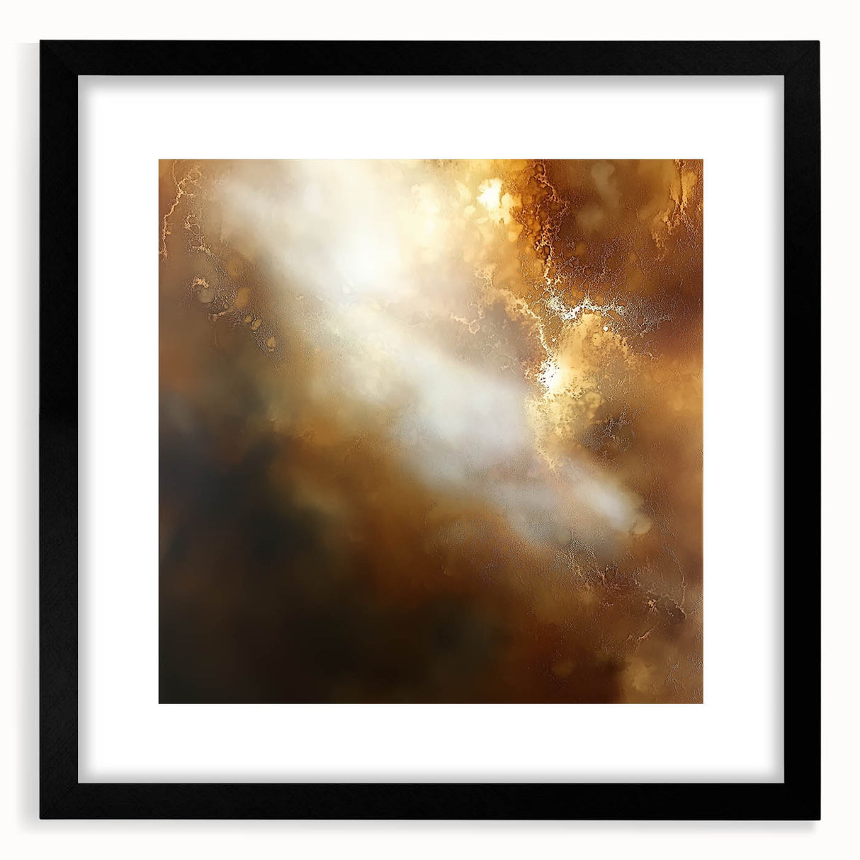 Abstract Art Prints – Ethereal Brown and Gold Modern Wall Decor
