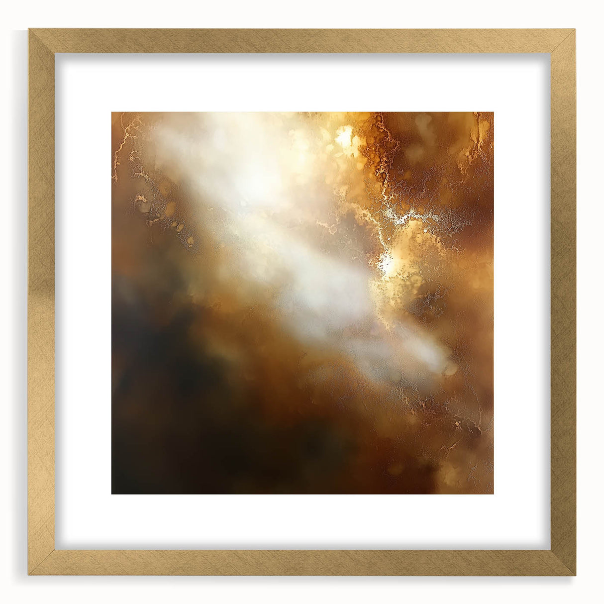 Abstract Art Prints – Ethereal Brown and Gold Modern Wall Decor