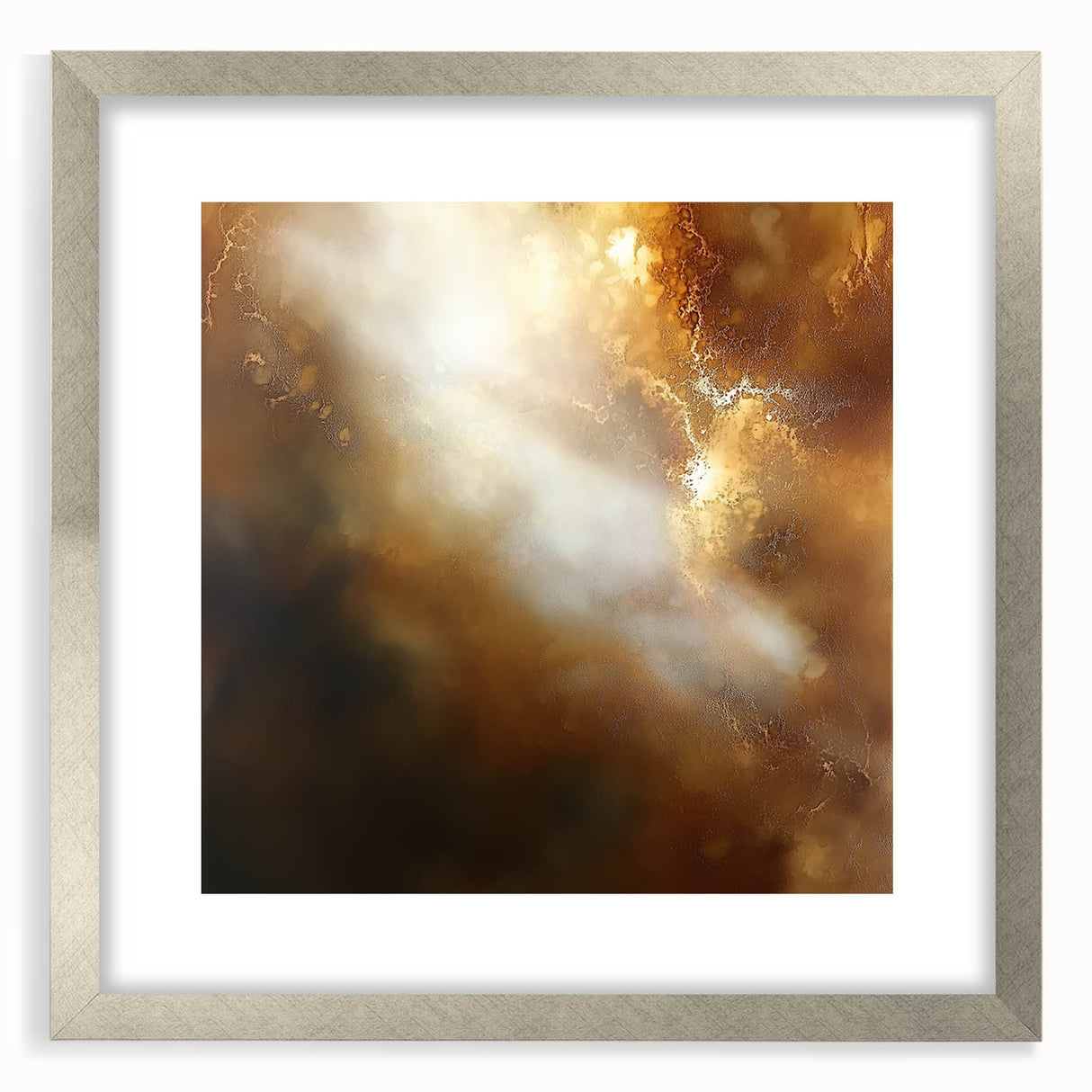 Abstract Art Prints – Ethereal Brown and Gold Modern Wall Decor