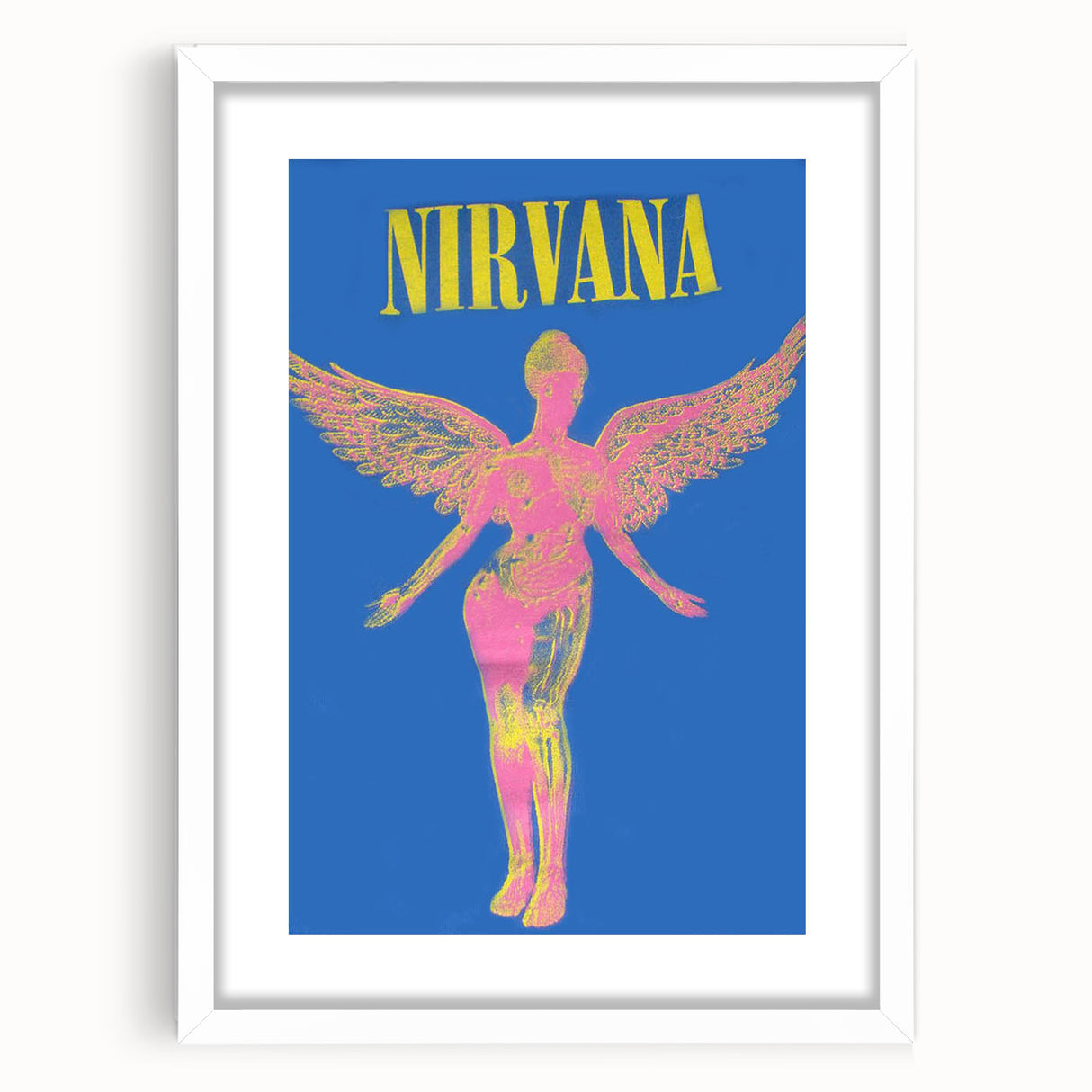 Nirvana Angel Poster - Retro Neon Aesthetic - Vintage Rock Art Print