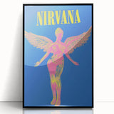 Nirvana Angel Poster - Retro Neon Aesthetic - Vintage Rock Art Print