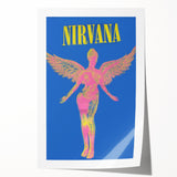 Nirvana Angel Poster - Retro Neon Aesthetic - Vintage Rock Art Print