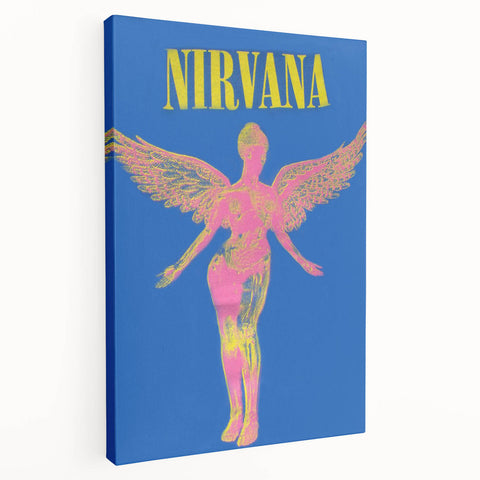 Nirvana Angel Poster - Retro Neon Aesthetic - Vintage Rock Art Print