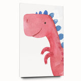 Playful Red Dinosaur Girls Room Wall Art - Fun Nursery Print