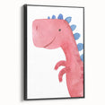 Playful Red Dinosaur Girls Room Wall Art - Fun Nursery Print
