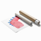 Playful Red Dinosaur Girls Room Wall Art - Fun Nursery Print