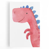 Playful Red Dinosaur Girls Room Wall Art - Fun Nursery Print