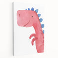 Playful Red Dinosaur Girls Room Wall Art - Fun Nursery Print