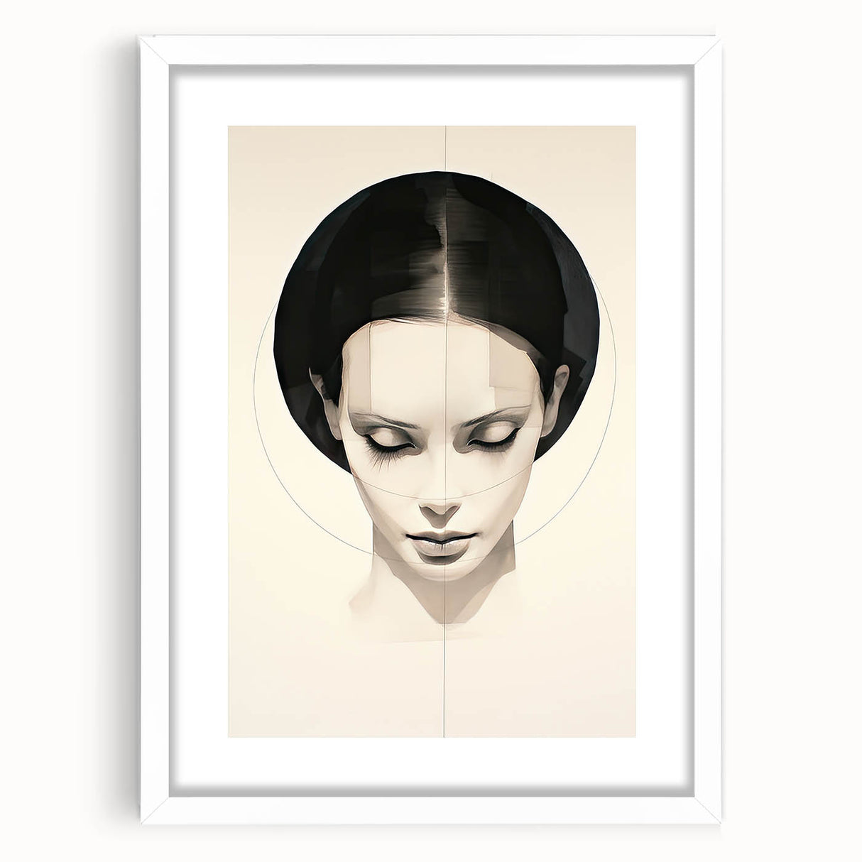 Modern Dining Room Wall Art – Monochrome Elegant Portrait Print