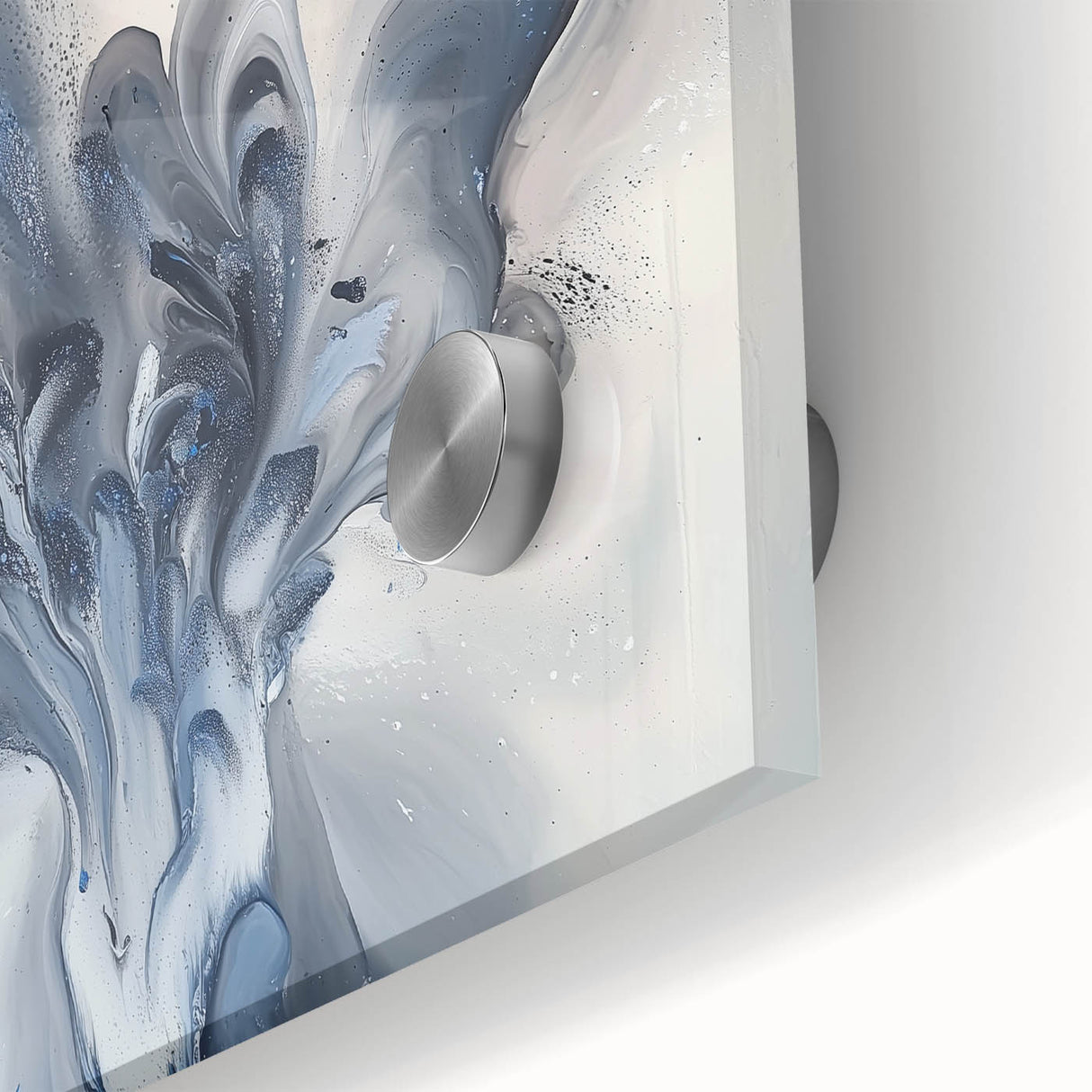 Close-up of vibrant abstract floral artwork on acrylic glass, showcasing intricate details and vivid colors, perfect for modern home decor and artistic accents.