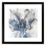 Abstract floral art framed in a sleek black mat, showcasing vibrant colors and intricate designs, ideal for modern home decor or artistic displays.