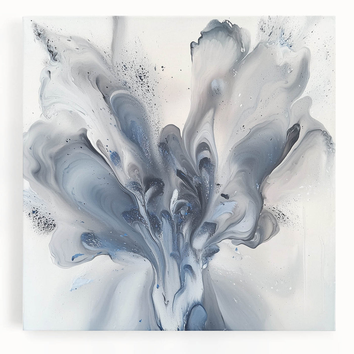 Abstract floral stretched canvas artwork showcasing vibrant colors and intricate designs, perfect for home decor and enhancing interior aesthetics.