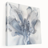 Abstract floral design on stretched canvas with vibrant colors, showcasing a side view that highlights the textured surface and artistic details, ideal for home decor.