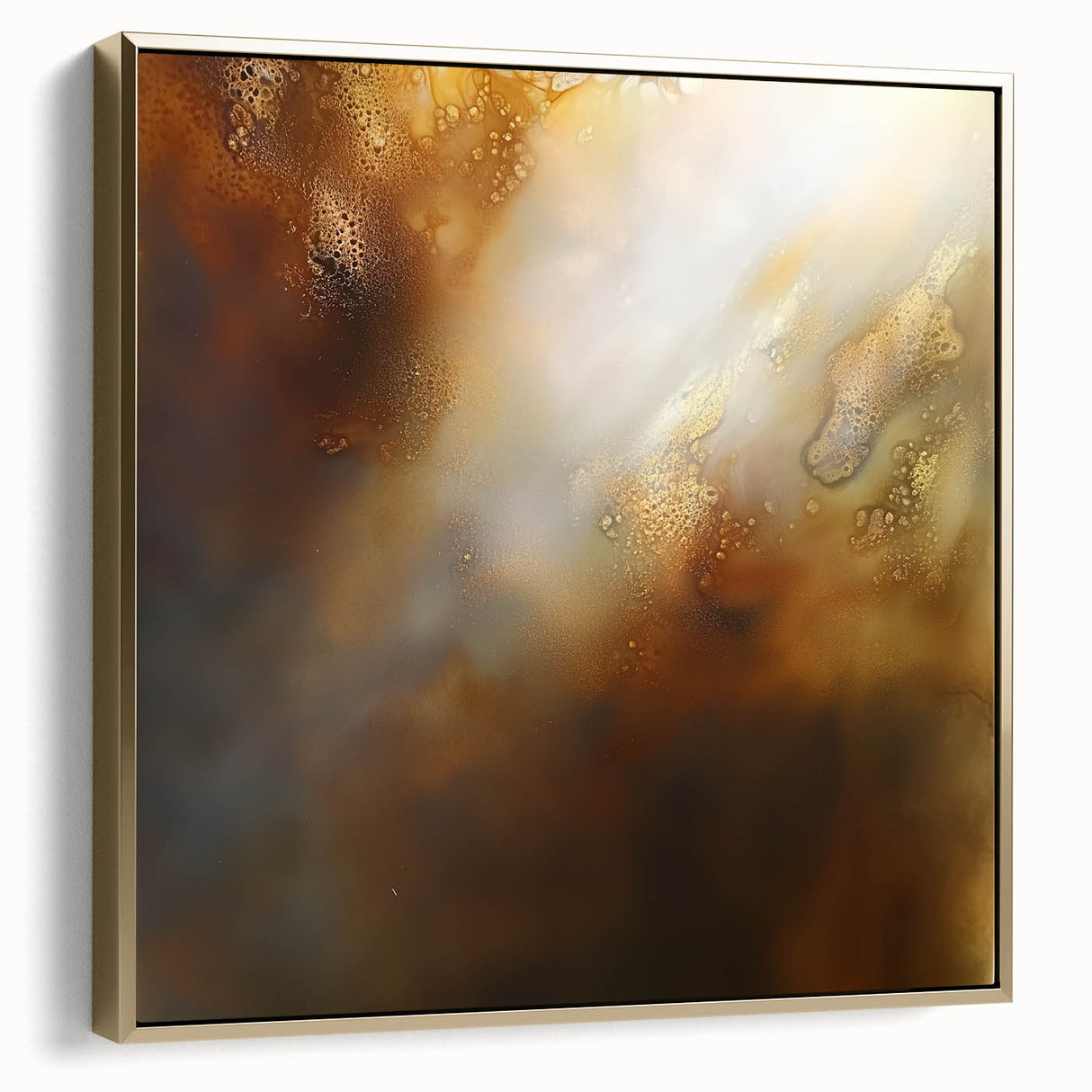 Modern Abstract Wall Art – Glowing Golden Brown Canvas Print
