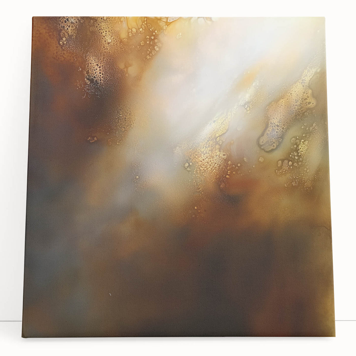 Modern Abstract Wall Art – Glowing Golden Brown Canvas Print