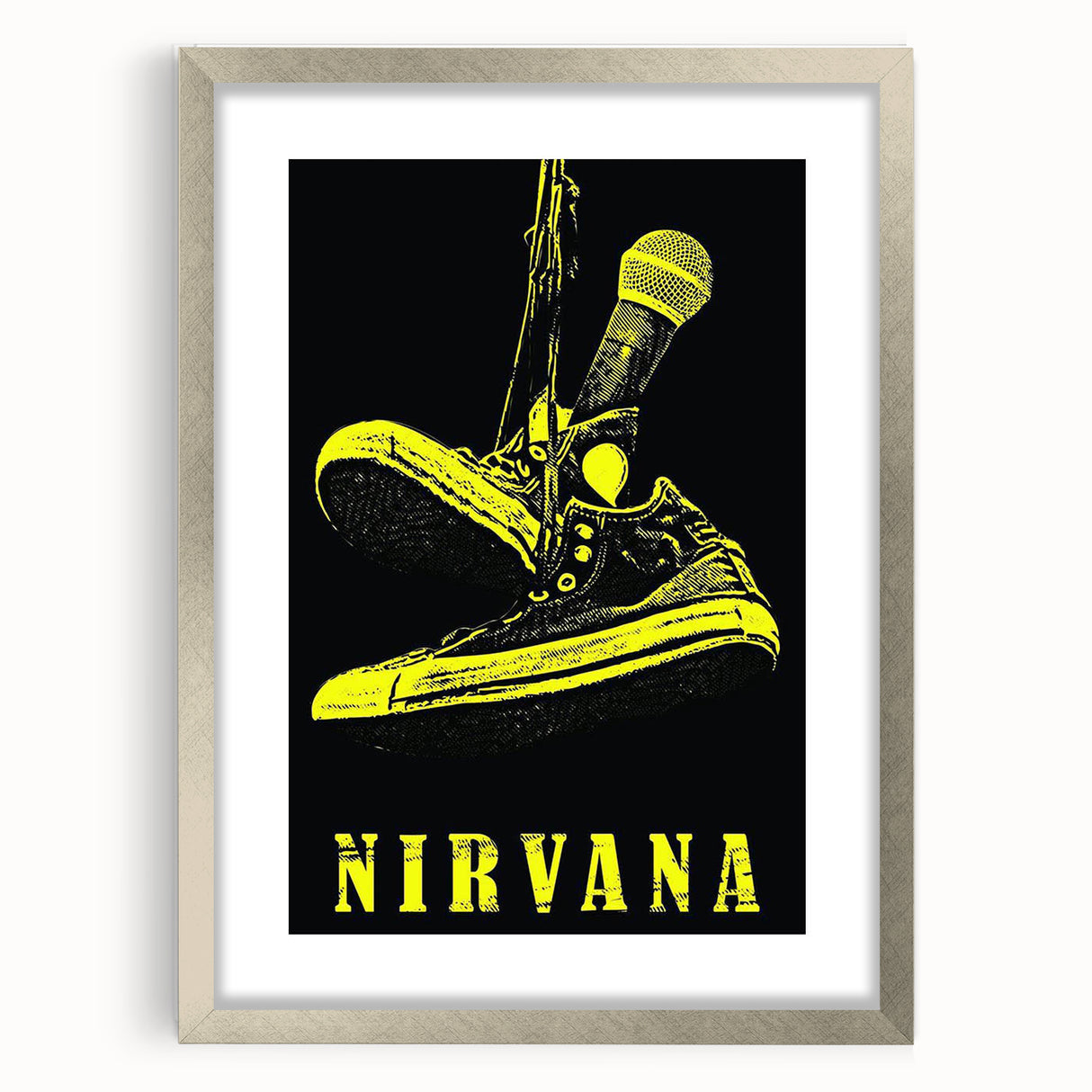Nirvana Shoes & Microphone Poster - Retro Punk Art - Vintage Rock Print