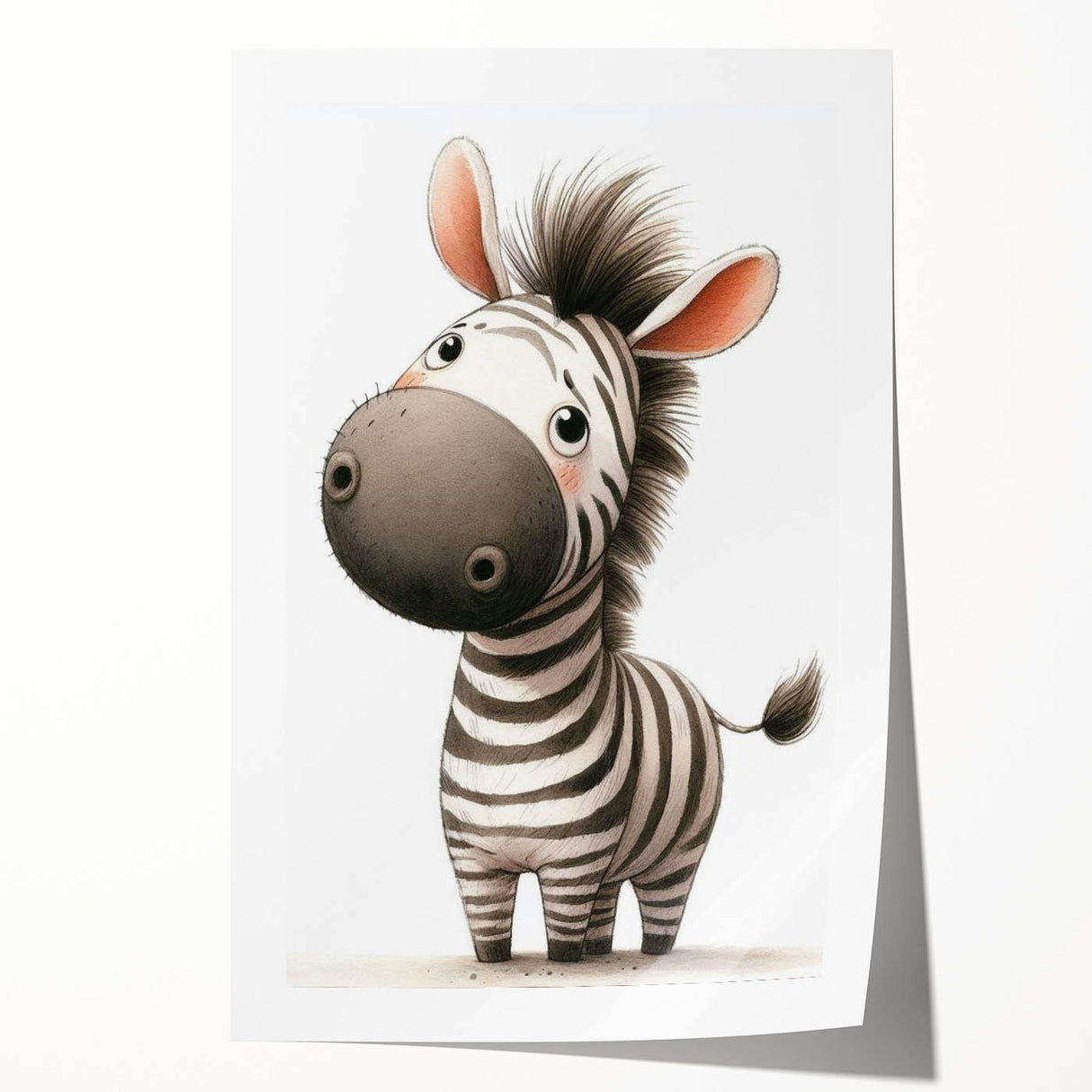 Adorable Zebra Girls Room Wall Art - Playful Nursery Animal Print