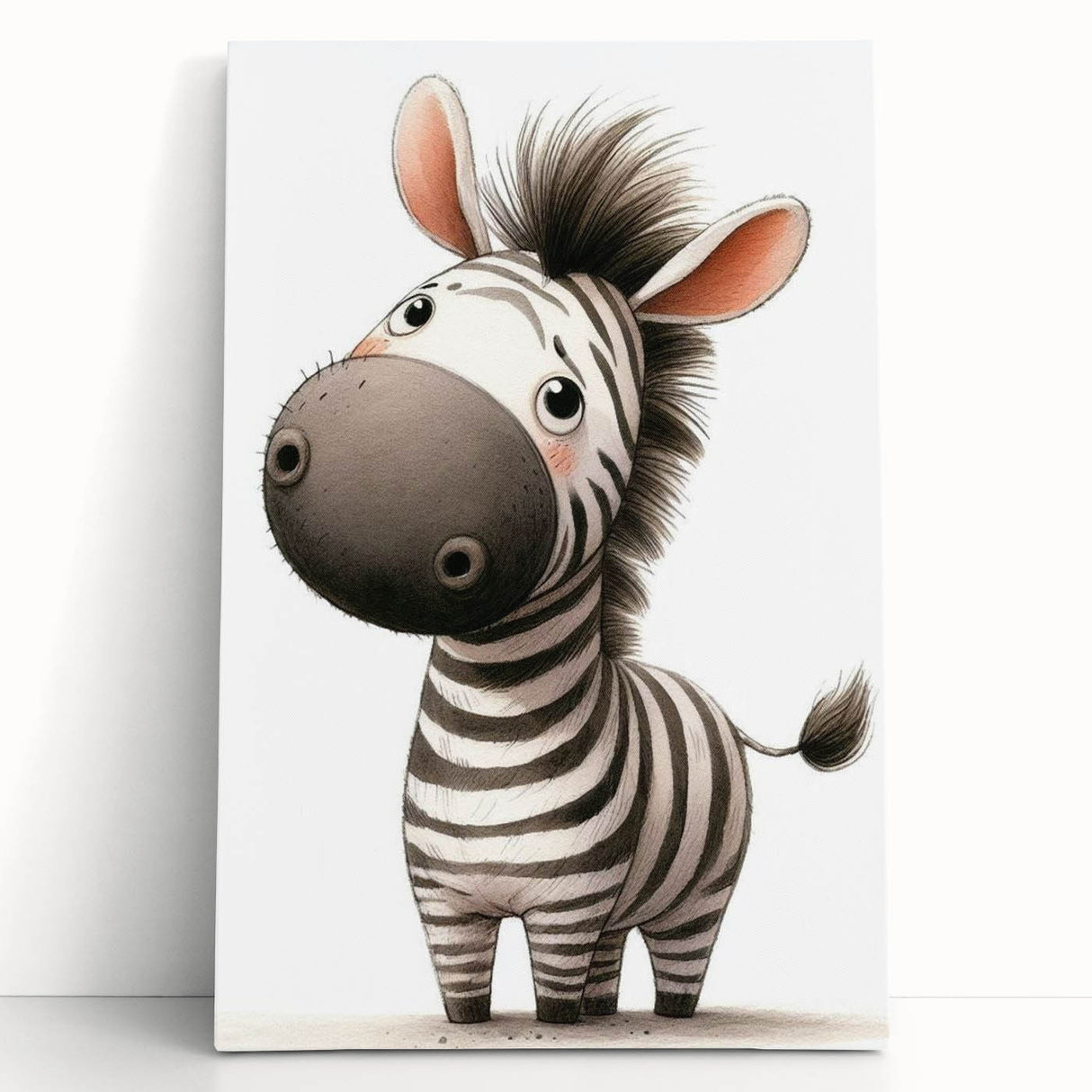 Adorable Zebra Girls Room Wall Art - Playful Nursery Animal Print