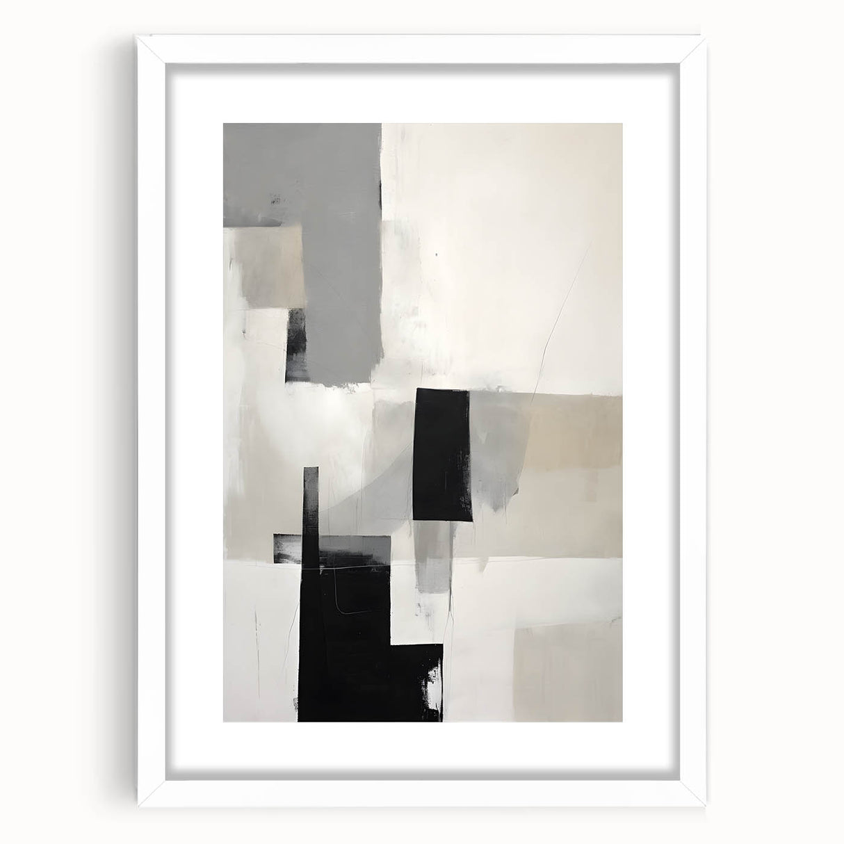 Framed Dining Room Prints – Minimalist Abstract Black & Gray Art