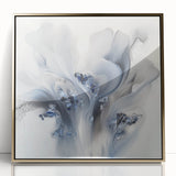 Framed acrylic artwork showcasing an abstract floral design in vibrant colors, set in a sleek gold frame, perfect for modern home decor.