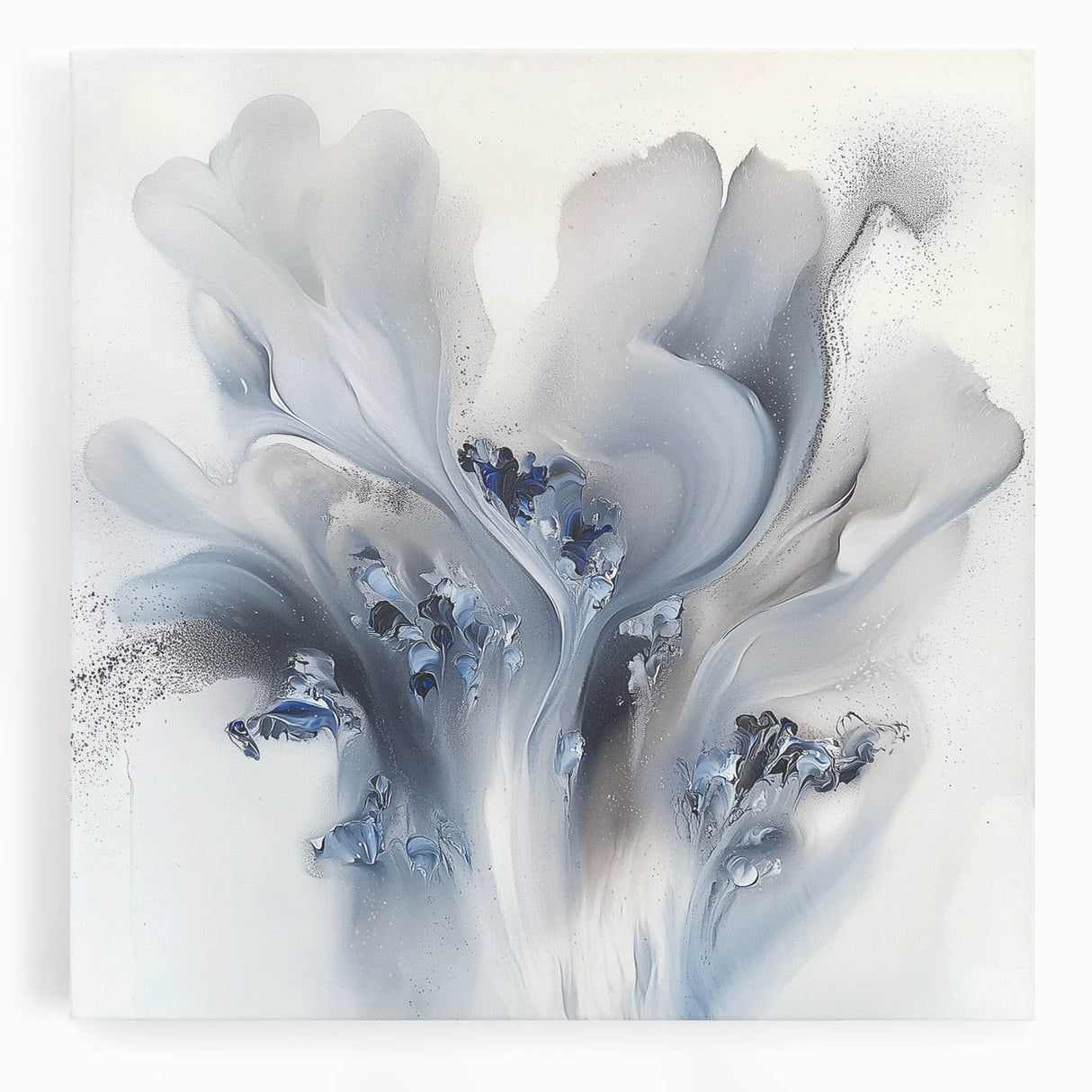 Vibrant abstract floral design on a stretched canvas, showcasing bold colors and intricate patterns, ideal for modern home decor or artistic display.
