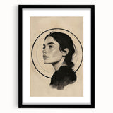 Abstract minimalist wall art framed in black, showcasing a sleek design with a mat, perfect for modern decor. Ideal for enhancing contemporary interiors.