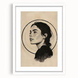 Abstract minimalist wall art framed in white with a mat, showcasing soft gray and beige tones. Ideal for modern home decor, adding elegance to any room.