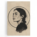 Abstract minimalist wall art on stretched canvas, showcasing soft pastel colors and geometric shapes, perfect for modern home decor or gallery walls.