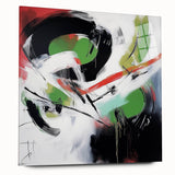 Contemporary Abstract Canvas – Bold Red and Green Wall Art Print