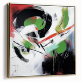Contemporary Abstract Canvas – Bold Red and Green Wall Art Print