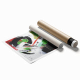 Contemporary Abstract Canvas – Bold Red and Green Wall Art Print